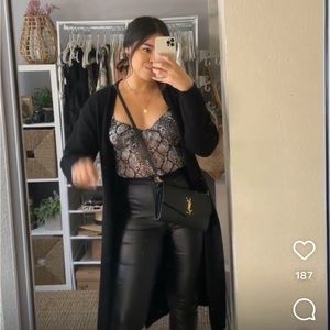 Windsor’s snake print crop top w/ long sleeves